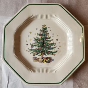 Vintage Nikko Christmas Tray Plate With Post Handle Never Used